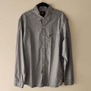 Quiksilver Men's Blue Striped Button Down Shirt